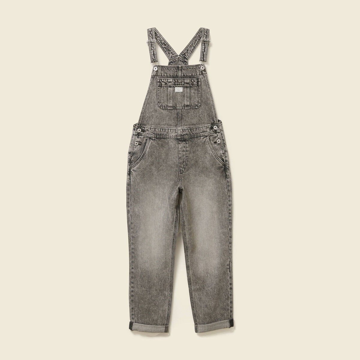 Salopette jeans taille standard denim snow gris femme