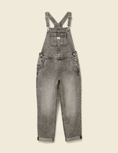 Salopette jeans taille standard denim snow gris femme
