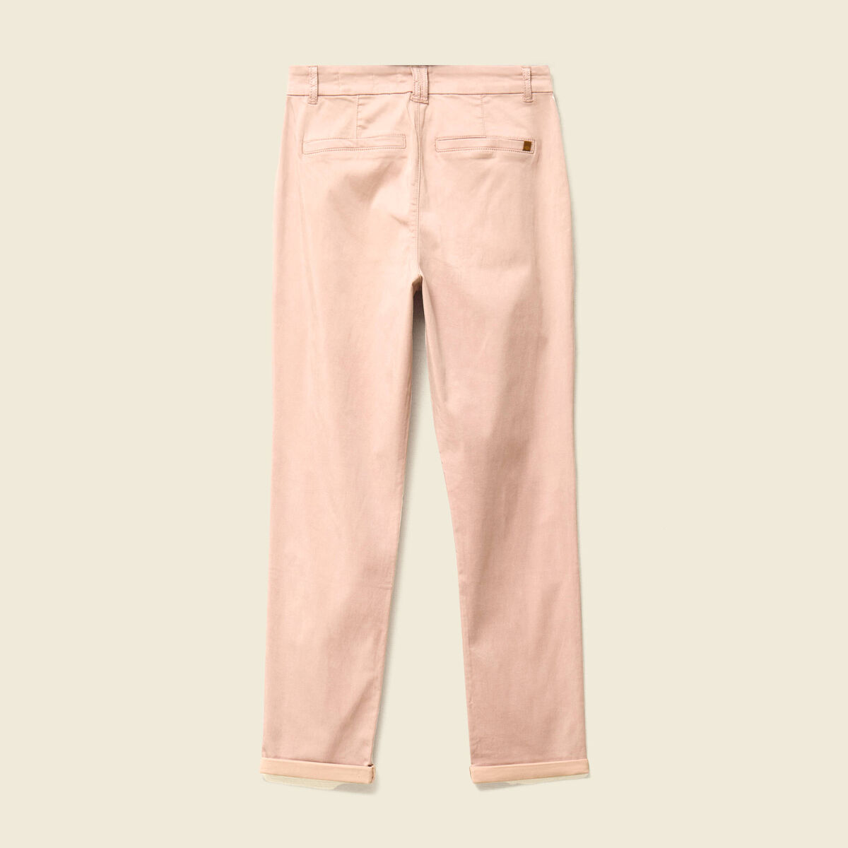 Chino cigarette 7/8&egrave;me taille haute rose clair femme
