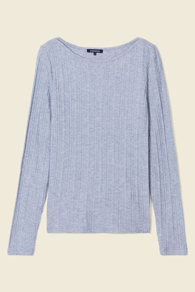 T-shirt manches longues bleu gris femme