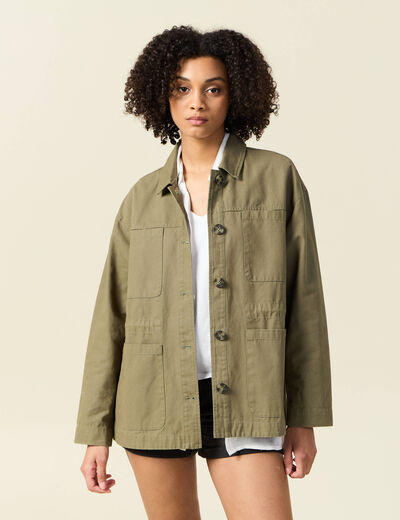 Surchemise oversize vert kaki femme