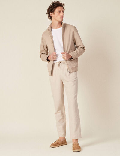 Blouson droit zippé sable homme