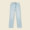 Jeans straight taille haute denim bleach femme