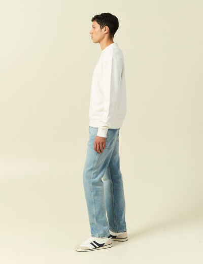 Sweat manches longues en coton ecru homme