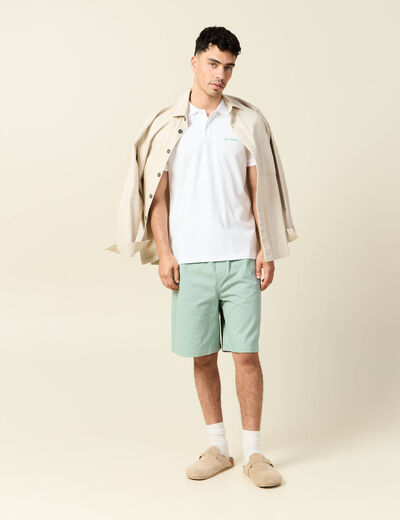 Bermuda droit vert olive homme