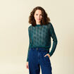 Pull ajouré éco-responsable vert canard femme