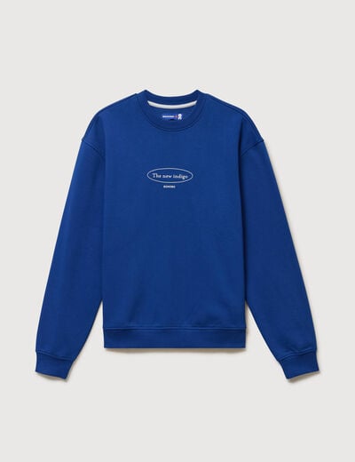 Sweat droit col rond manches longues bleu electrique homme