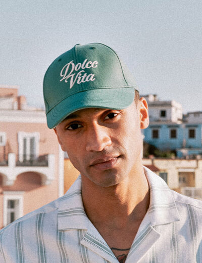 Casquette brodée vert homme