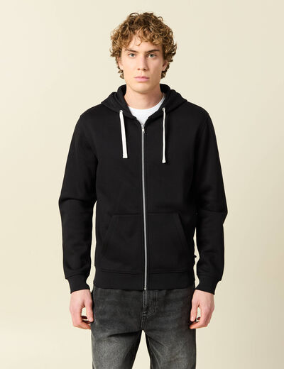 Sweat &agrave; capuche manches longues noir homme