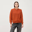 Gilet manches longues col rond marron cognac femme