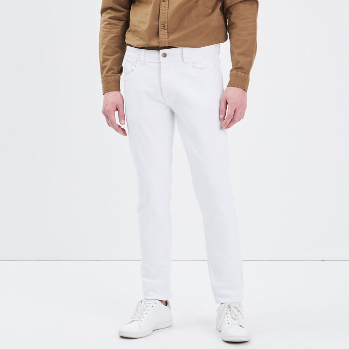 Jeans slim effet used Instinct ecru homme