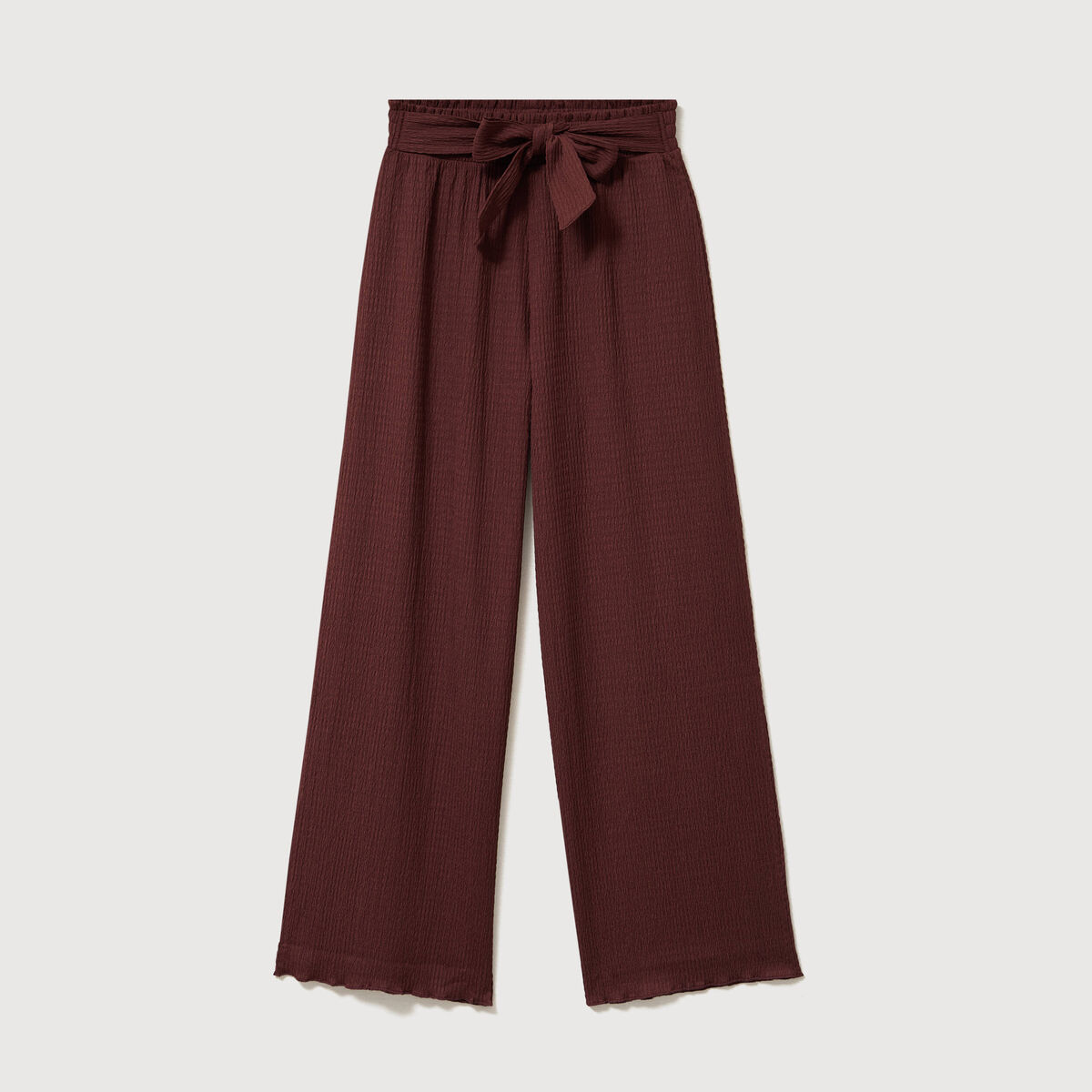 Pantalon loose avec ceinture marron cognac femme