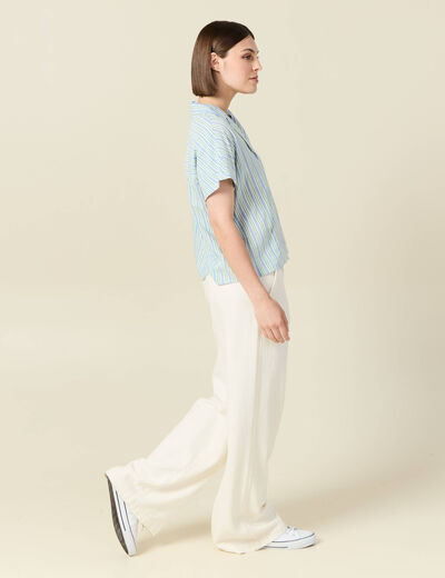 Chemise manches courtes bleu femme