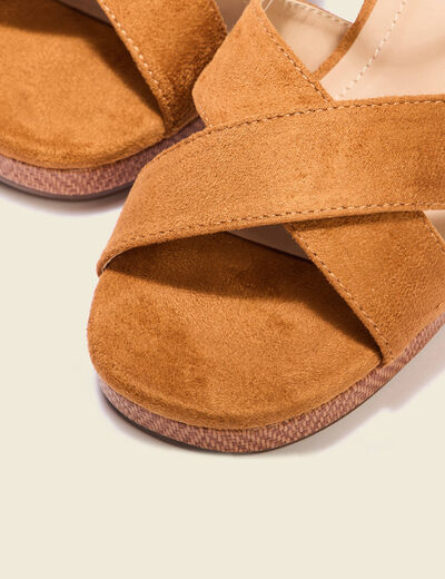 Sandales à talons suédine camel femme