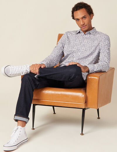 Chemise en coton manches longues blanc homme