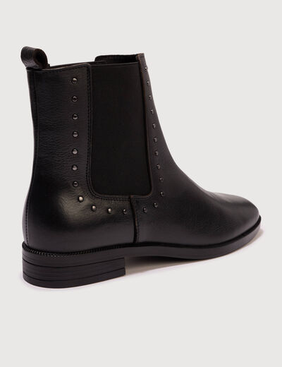Bottines en cuir noir femme