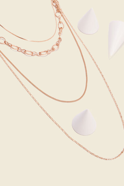Collier à chaînes multirangs couleur or femme