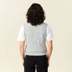 Pull sans manches col en V gris clair femme