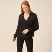 Blouse manches longues plissée noir femme