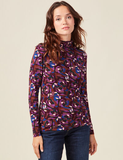 T-shirt manches longues marron femme