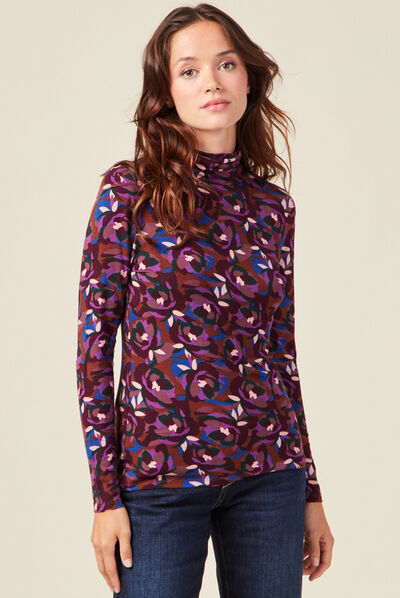 T-shirt manches longues marron femme