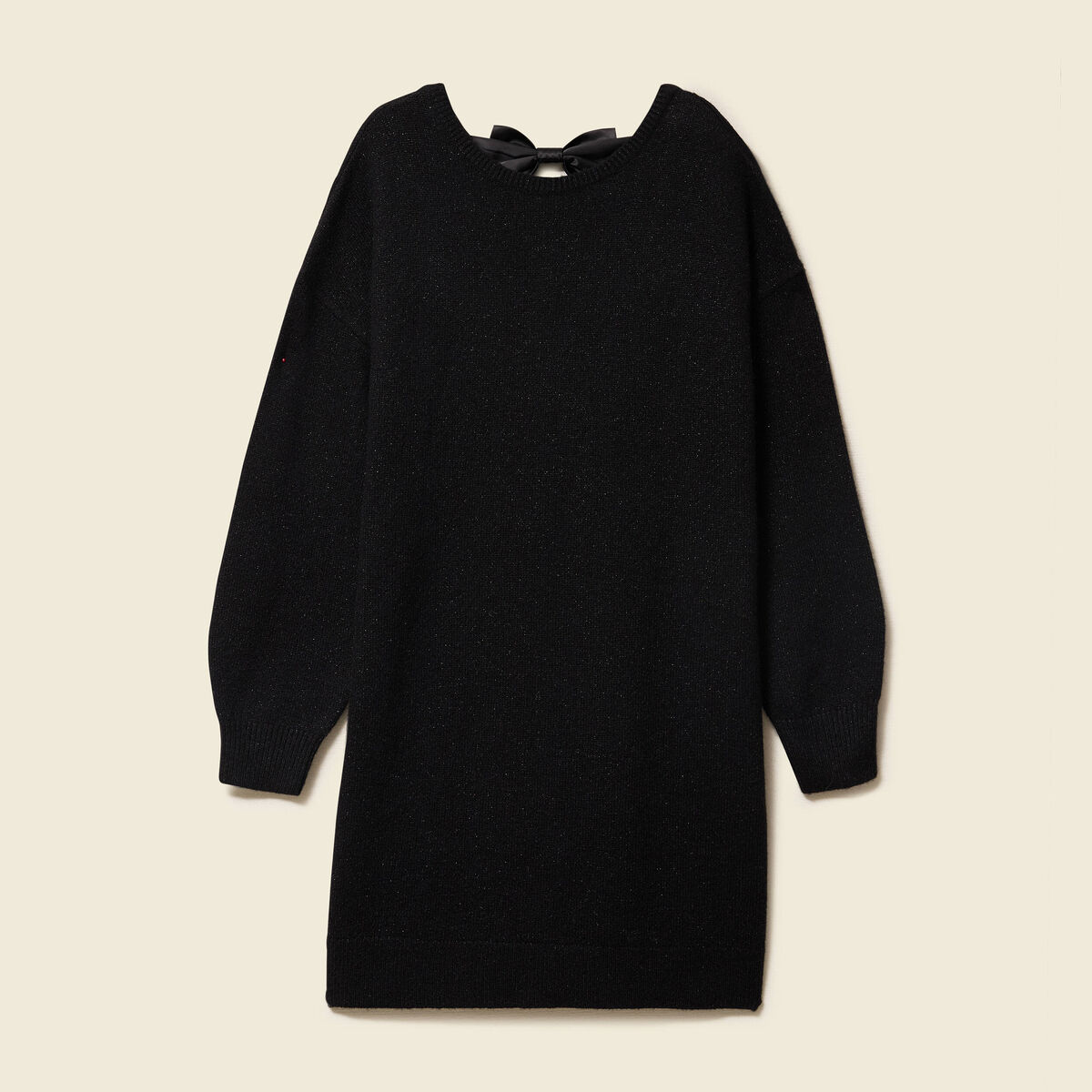 Robe pull fin manches longues noir femme