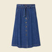 Jupe longue trapèze en jean denim stone femme
