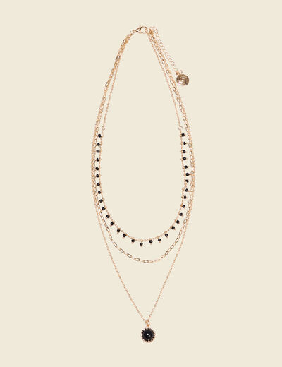 Collier multirangs couleur or femme