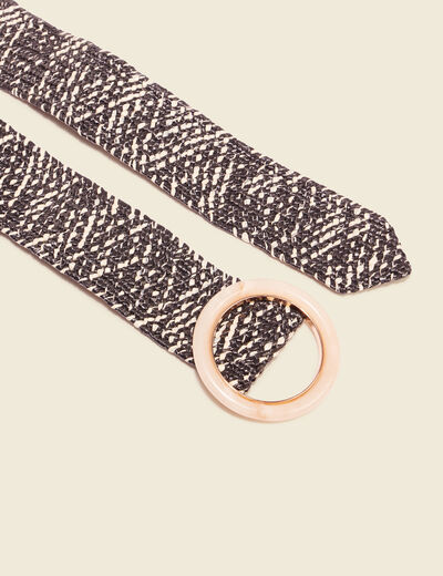 Ceinture large tressée noir femme