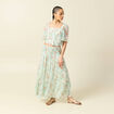 Jupon taille haute doubl&eacute; fluide vert pastel femme