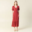 Robe longue trapèze orange foncé femme