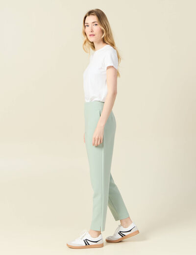 Pantalon cigarette vert olive femme