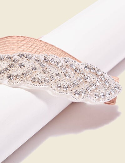 Bandeau détails bijoux creme femme
