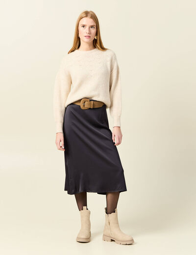 Pull manches longues creme femme