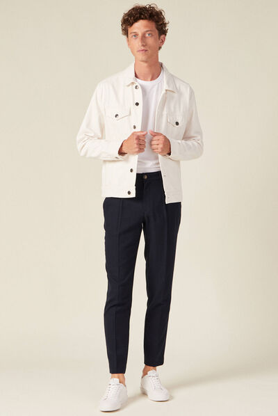Pantalon chino 7/8ème bleu marine homme