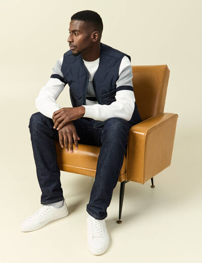 Pull col rond ecru homme