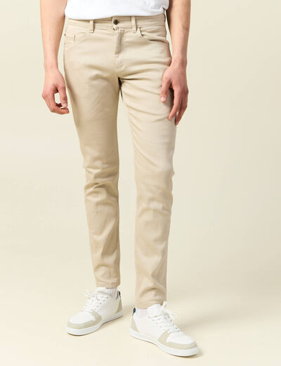 Jeans slim 5 poches denim beige homme