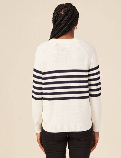 Pull col polo éco-responsable bleu marine femme