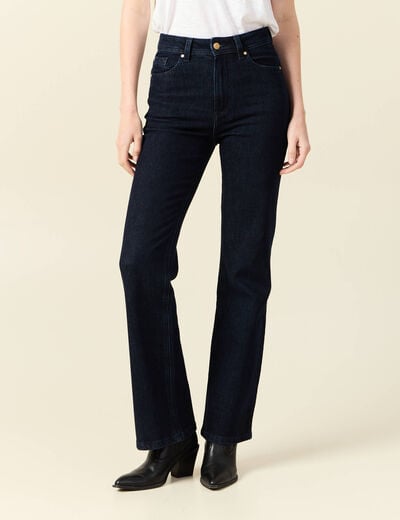 Jeans flare taille haute denim brut femme
