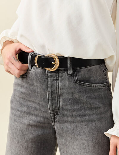 Ceinture en cuir avec boucle noir femme