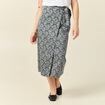 Jupe midi droite bleu marine femme