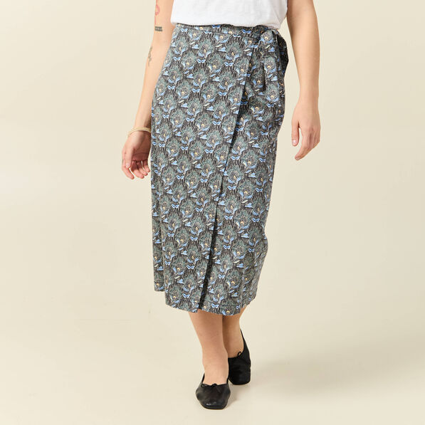 Jupe midi droite bleu marine femme