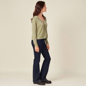blouse satin eco responsable vert kaki femme Blouse satin éco-responsable vert kaki femme