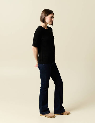 Pull manches courtes noir femme