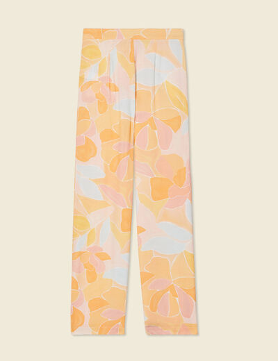 Pantalon large fluide orange clair femme