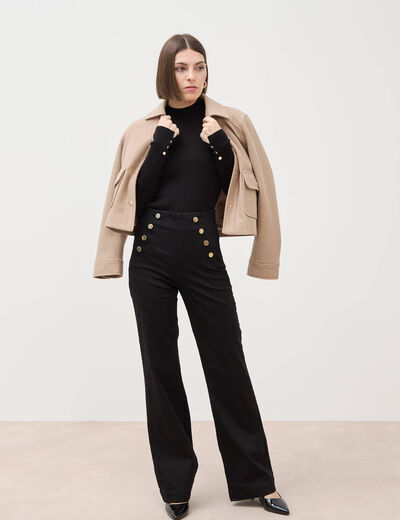 Jeans flare &agrave; pont denim noir femme