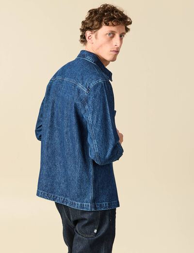 Surchemise en jeans coton coupe droite denim stone homme