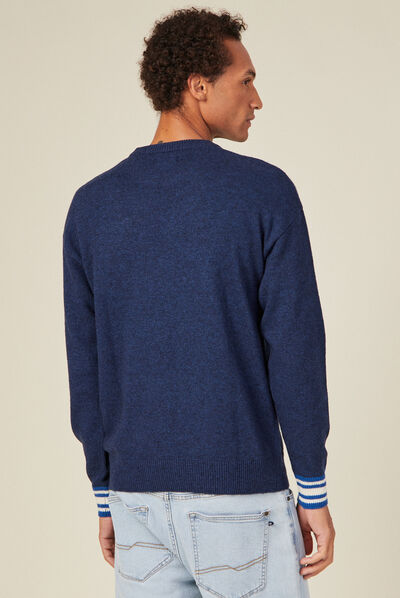 Pull éco-responsable bleu marine homme