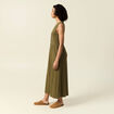 Robe longue droite boutons vert kaki femme