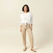 Jeans slouchy taille haute en coton beige femme